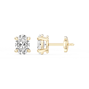 Oval Certified Lab Grown Diamond Claw Prong Guardian Back Stud Earrings