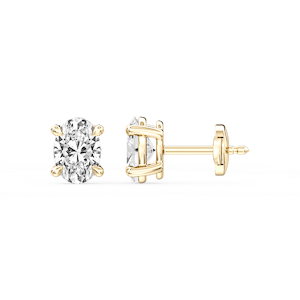 Oval Certified Lab Grown Diamond Claw Prong Guardian Back Stud Earrings