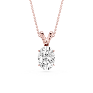 Oval Lab Grown Diamond Double Bail Pendant - 16 to 18 Inches