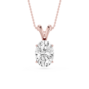 Oval Lab Grown Diamond Double Bail Pendant - 16 to 18 Inches