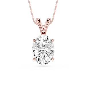 Oval Lab Grown Diamond Double Bail Pendant - 16 to 18 Inches