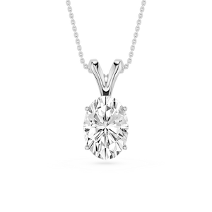 Oval Lab Grown Diamond Double Bail Pendant - 16 to 18 Inches