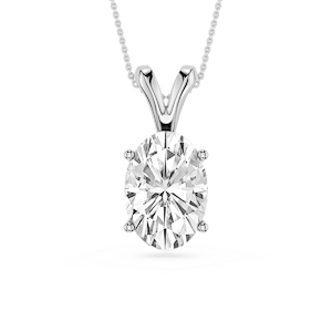Oval Lab Grown Diamond Double Bail Pendant - 16 to 18 Inches
