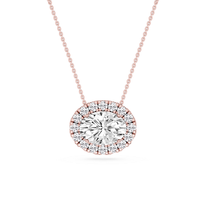Oval Lab Grown Diamond East West Halo Slide Pendant - 16 to 18 Inches