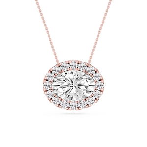 Oval Lab Grown Diamond East West Halo Slide Pendant - 16 to 18 Inches