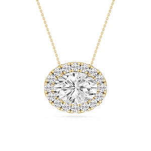 Oval Lab Grown Diamond East West Halo Slide Pendant - 16 to 18 Inches