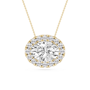 Oval Lab Grown Diamond East West Halo Slide Pendant - 16 to 18 Inches