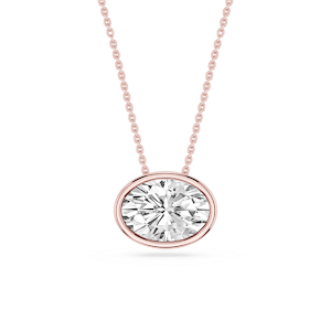 Oval Lab Grown Diamond East West Solitaire Slide Pendant - 18 Inches
