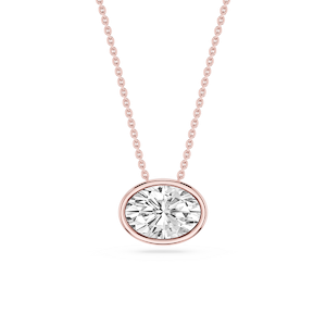 Oval Lab Grown Diamond East West Solitaire Slide Pendant - 18 Inches