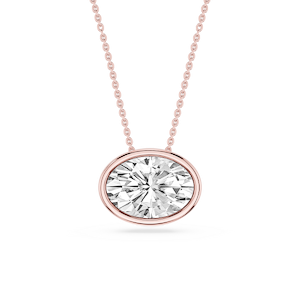 Oval Lab Grown Diamond East West Solitaire Slide Pendant - 18 Inches