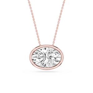 Oval Lab Grown Diamond East West Solitaire Slide Pendant - 18 Inches