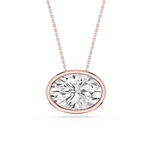 Oval Lab Grown Diamond East West Solitaire Slide Pendant - 18 Inches
