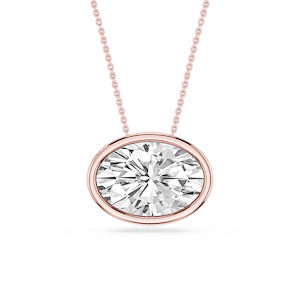 Oval Lab Grown Diamond East West Solitaire Slide Pendant - 18 Inches