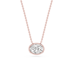 Oval Lab Grown Diamond East West Solitaire Slide Pendant - 18 Inches