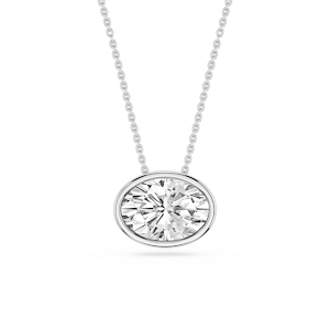 Oval Lab Grown Diamond East West Solitaire Slide Pendant - 18 Inches