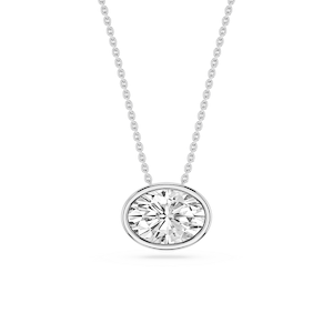 Oval Lab Grown Diamond East West Solitaire Slide Pendant - 18 Inches