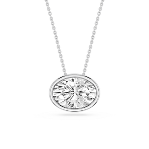 Oval Lab Grown Diamond East West Solitaire Slide Pendant - 18 Inches