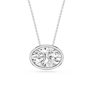Oval Lab Grown Diamond East West Solitaire Slide Pendant - 18 Inches
