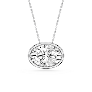 Oval Lab Grown Diamond East West Solitaire Slide Pendant - 18 Inches