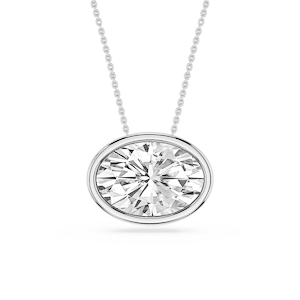 Oval Lab Grown Diamond East West Solitaire Slide Pendant - 18 Inches