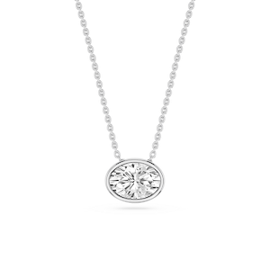 Oval Lab Grown Diamond East West Solitaire Slide Pendant - 18 Inches