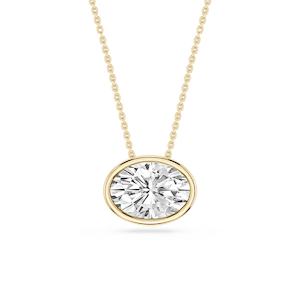 Oval Lab Grown Diamond East West Solitaire Slide Pendant - 18 Inches