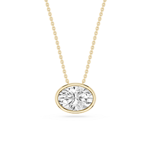 Oval Lab Grown Diamond East West Solitaire Slide Pendant - 18 Inches
