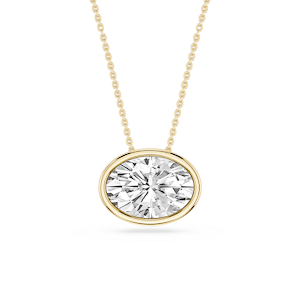 Oval Lab Grown Diamond East West Solitaire Slide Pendant - 18 Inches