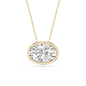 Oval Lab Grown Diamond East West Solitaire Slide Pendant - 18 Inches