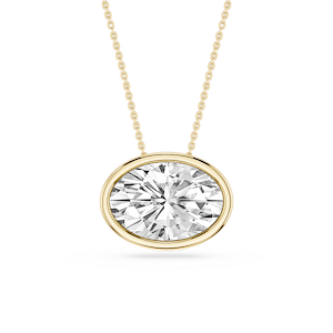 Oval Lab Grown Diamond East West Solitaire Slide Pendant - 18 Inches