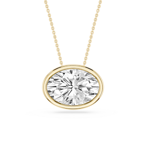 Oval Lab Grown Diamond East West Solitaire Slide Pendant - 18 Inches