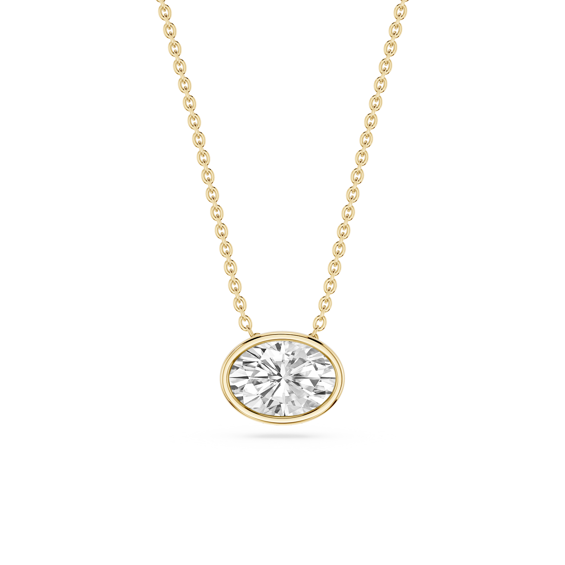 Oval Lab Grown Diamond East West Solitaire Slide Pendant - 18 Inches