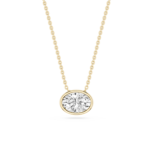 Oval Lab Grown Diamond East West Solitaire Slide Pendant - 18 Inches