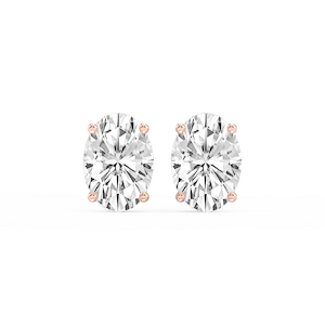 Oval Lab Grown Diamond Hidden Halo Stud Earrings