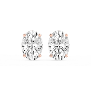 Oval Lab Grown Diamond Hidden Halo Stud Earrings