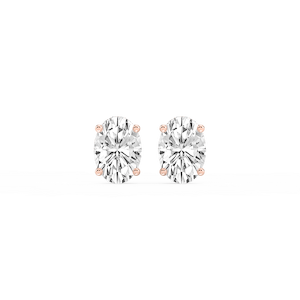 Oval Lab Grown Diamond Hidden Halo Stud Earrings