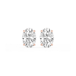 Oval Lab Grown Diamond Hidden Halo Stud Earrings