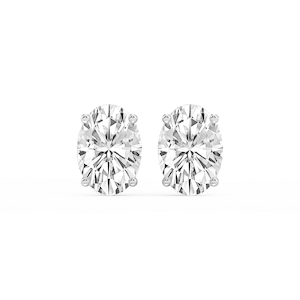 Oval Lab Grown Diamond Hidden Halo Stud Earrings
