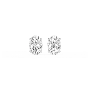 Oval Lab Grown Diamond Hidden Halo Stud Earrings