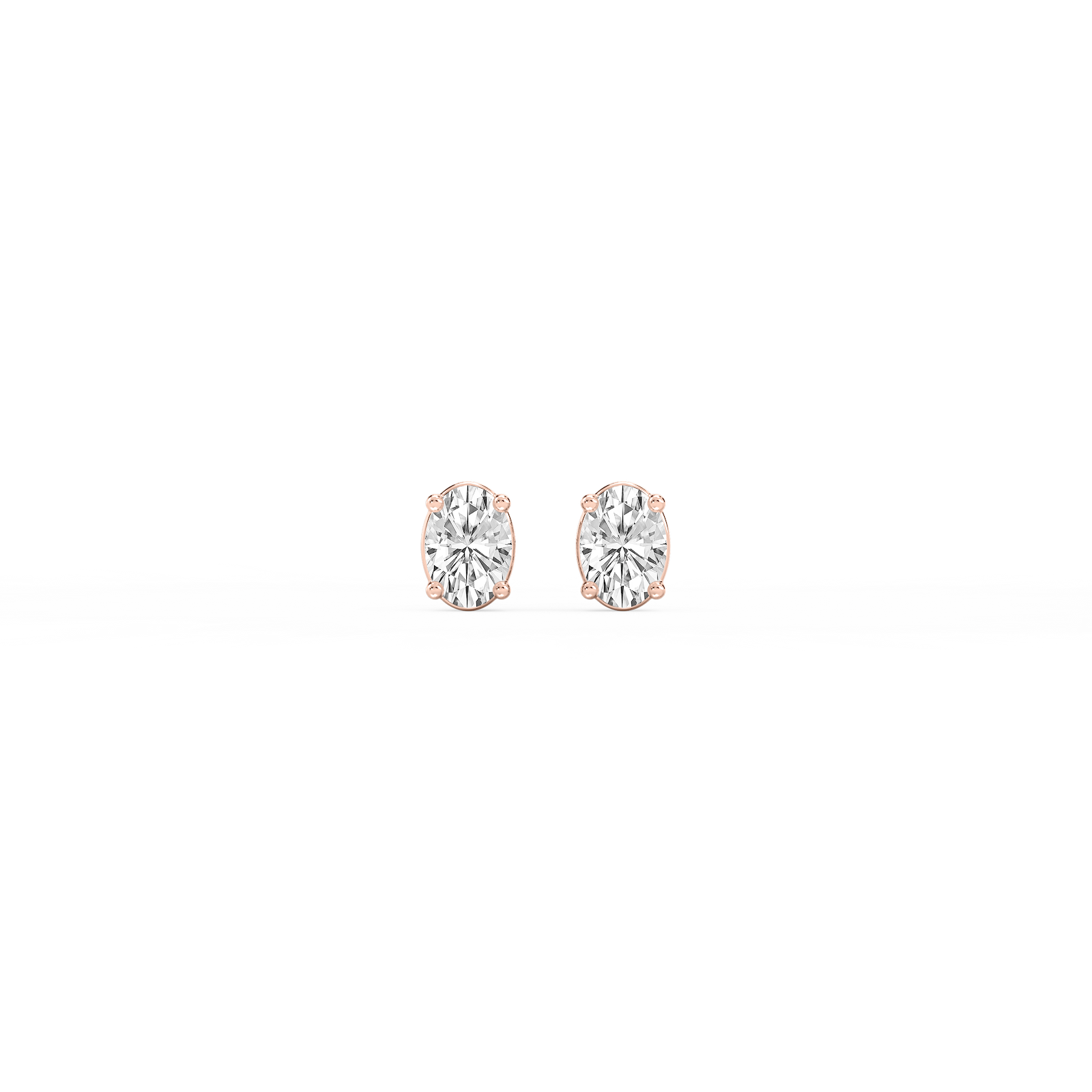 Oval Certified Lab Grown Diamond Classic Four Prong Basket Threaded Stud Earrings