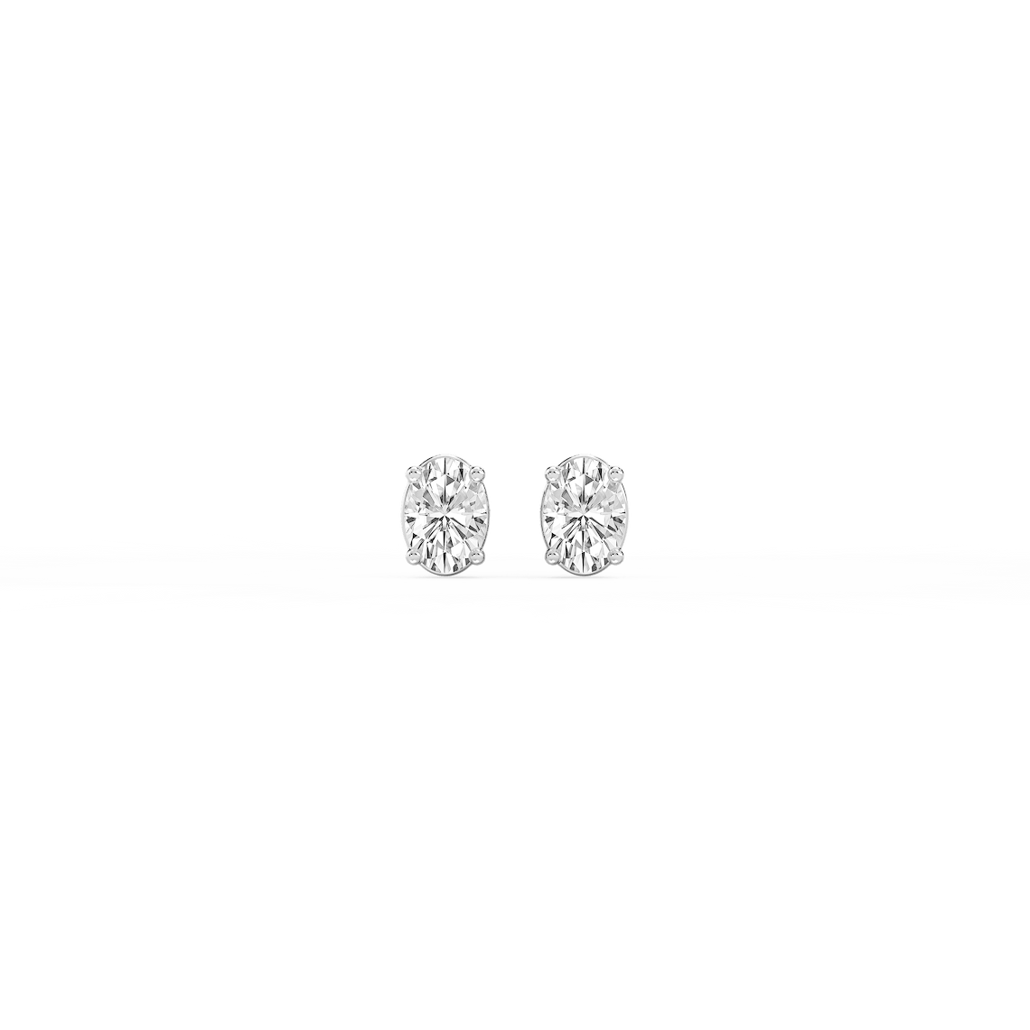 Oval Lab Grown Diamond Classic Four Prong Threaded Back Stud Earrings