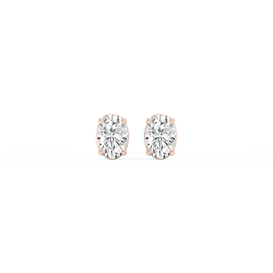 Oval Lab Grown Diamond Classic Four Prong Threaded Back Stud Earrings
