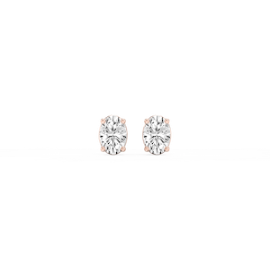 Oval Lab Grown Diamond Classic Four Prong Threaded Back Stud Earrings
