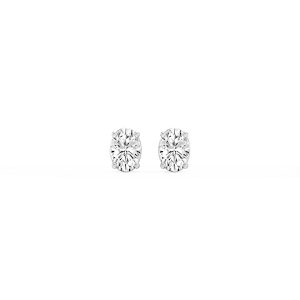 Oval Lab Grown Diamond Classic Four Prong Threaded Back Stud Earrings