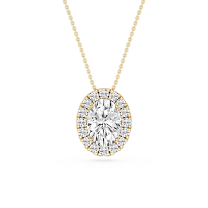 Oval Lab Grown Diamond Halo Slide Pendant - 16 to 18 Inches