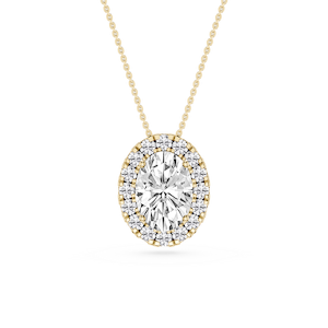 Oval Lab Grown Diamond Halo Slide Pendant - 16 to 18 Inches