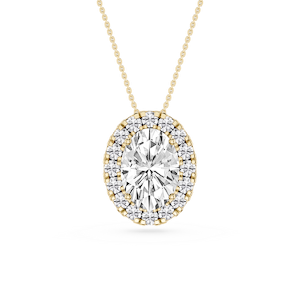Oval Lab Grown Diamond Halo Slide Pendant - 16 to 18 Inches