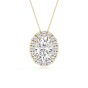 Oval Lab Grown Diamond Halo Slide Pendant - 16 to 18 Inches