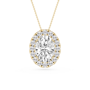 Oval Lab Grown Diamond Halo Slide Pendant - 16 to 18 Inches