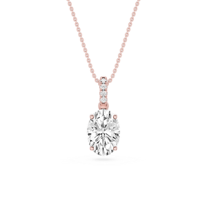 Oval Lab Grown Diamond Hidden Halo Pendant - 16 to 18 Inches